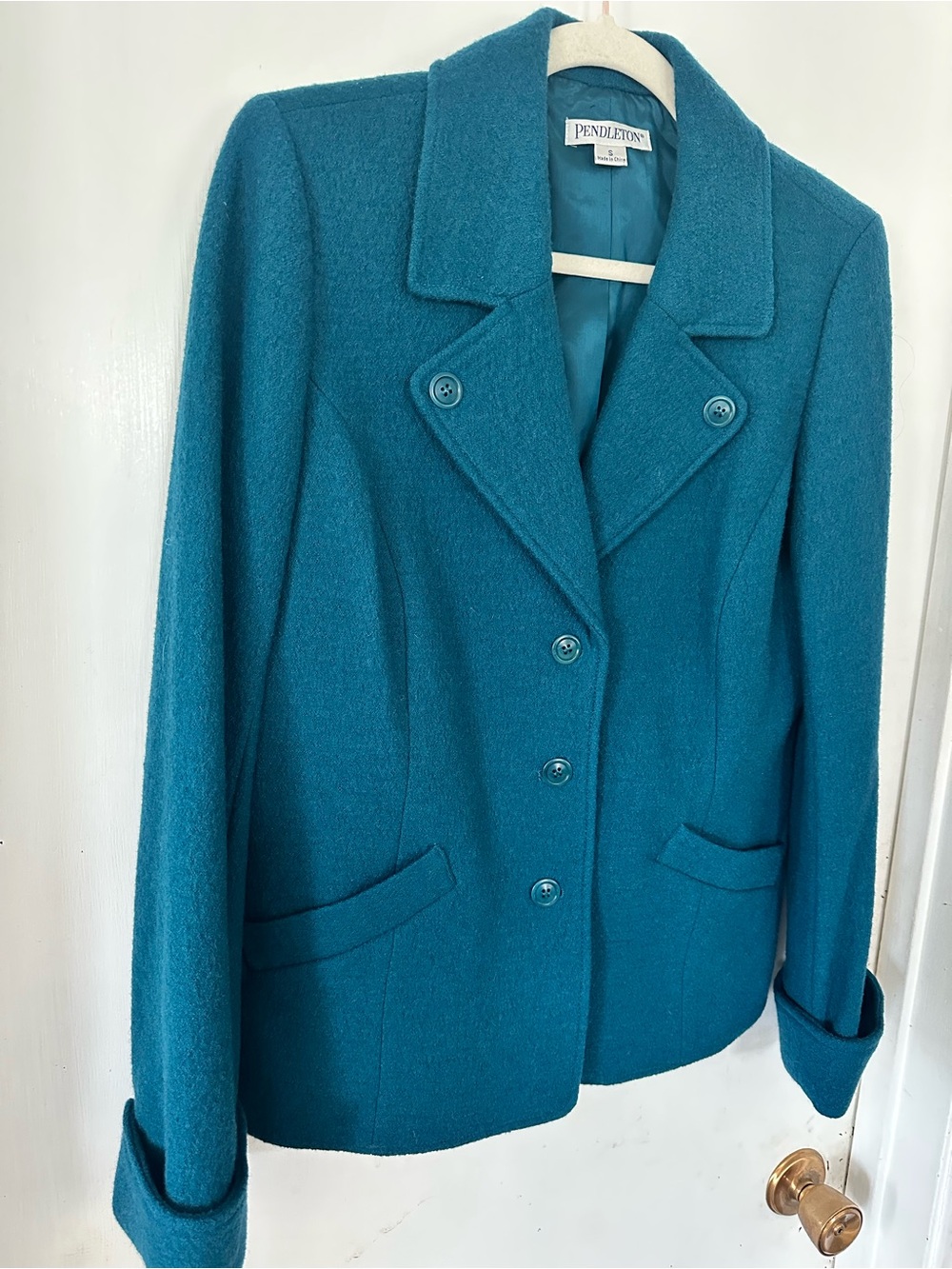 NWOT Pendleton Teal Button Up Jacket 100% Virgin Wool Size Small - Picture 2 of 5
